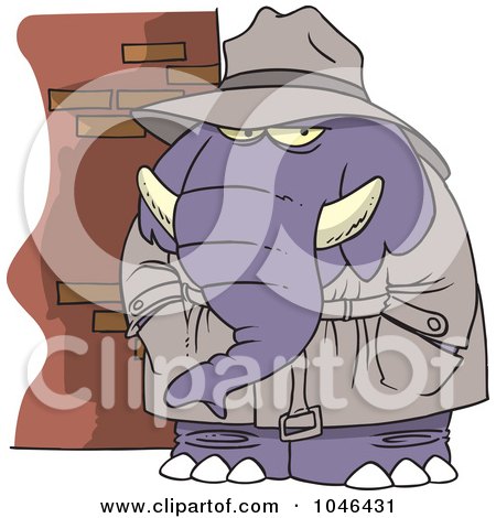 Royalty-Free (RF) Clip Art Illustration of a Cartoon Detective Elephant by toonaday