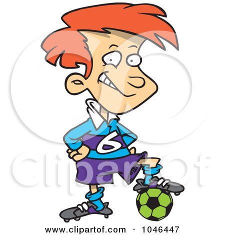 Royalty-Free (RF) Clip Art Illustration of a Cartoon Posing Soccer Boy by toonaday