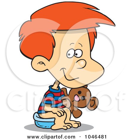 Royalty-Free (RF) Clip Art Illustration of a Cartoon Boy Using A Potty by toonaday