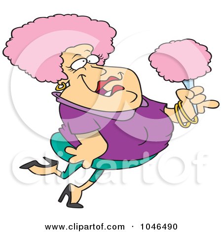 Royalty-Free (RF) Clip Art Illustration of a Cartoon Pink Haired Woman Holding Cotton Candy by toonaday