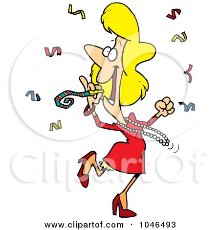 Royalty-Free (RF) Clip Art Illustration of a Cartoon Celebrating Woman by toonaday