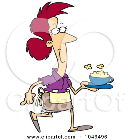 Royalty-Free (RF) Clip Art Illustration of a Cartoon Waitress Serving Cappuccino by toonaday