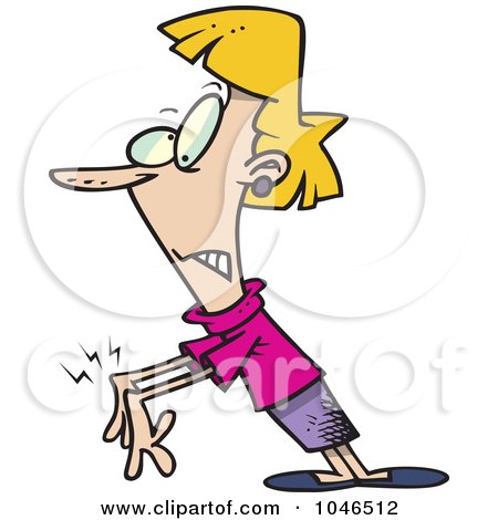 Royalty-Free (RF) Clip Art Illustration of a Cartoon Woman With Carpel Tunnel by toonaday