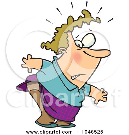 Royalty-Free (RF) Clip Art Illustration of a Cartoon Woman's Skirt Stuck In Her Panty Hose by toonaday