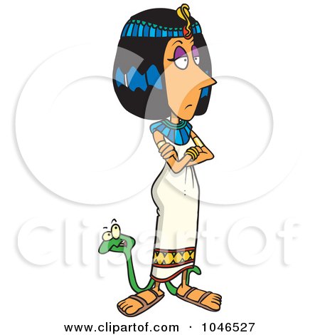 Royalty-Free (RF) Clip Art Illustration of a Cartoon Cleopatra With A Snake by toonaday