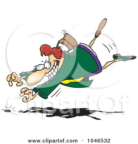 Royalty-Free (RF) Clip Art Illustration of a Cartoon Woman Diving For A Coin by toonaday