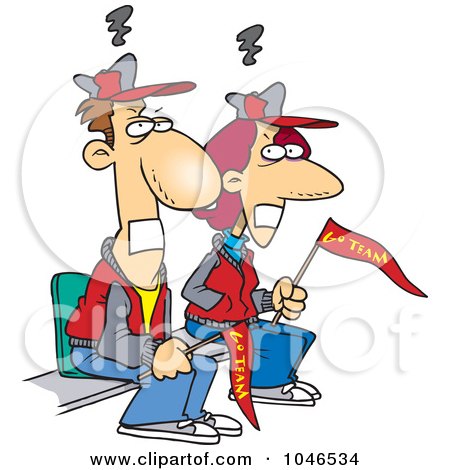 Royalty-Free (RF) Clip Art Illustration of Cartoon Gagged Sports Fan Parents by toonaday