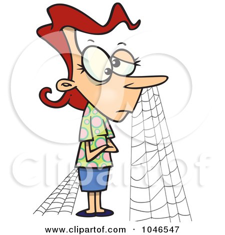 Royalty-Free (RF) Clip Art Illustration of a Cartoon Patient Woman With Cobwebs by toonaday