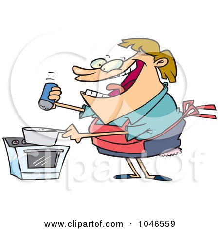 Royalty-Free (RF) Clip Art Illustration of a Cartoon Cooking Woman Seasoning With Salt by toonaday