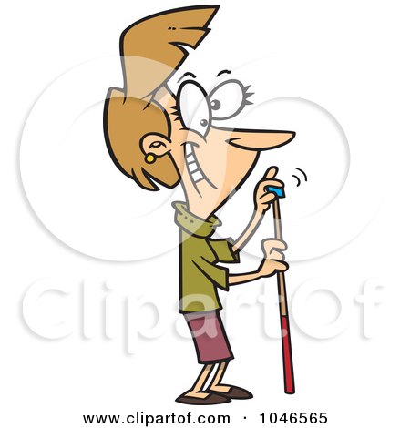 Royalty-Free (RF) Clip Art Illustration of a Cartoon Woman Chalking Her Cue Stick by toonaday