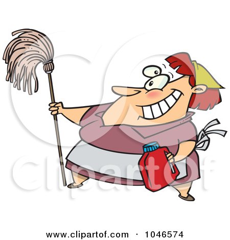 Royalty-Free (RF) Clip Art Illustration of a Cartoon Woman Cleaning by toonaday