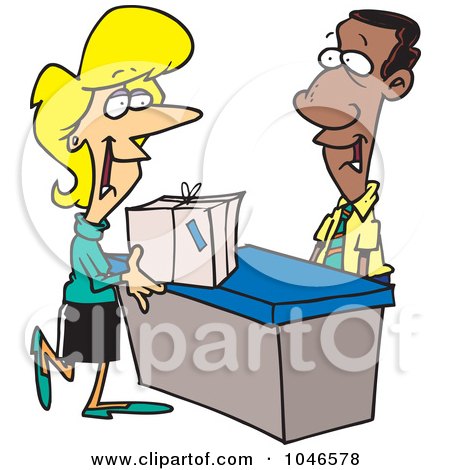 Royalty-Free (RF) Clip Art Illustration of a Cartoon Woman Shipping A Package by toonaday