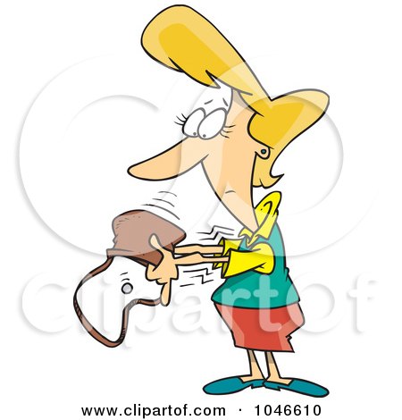 Royalty-Free (RF) Clip Art Illustration of a Cartoon Woman Dumping A Coin Out Of Her Purse by toonaday