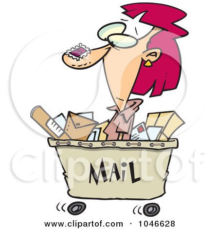 Royalty-Free (RF) Clip Art Illustration of a Cartoon Woman In A Mail Cart by toonaday