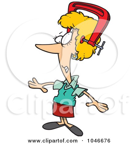 Royalty-Free (RF) Clip Art Illustration of a Cartoon Woman With A Lot Of Pressure On Her Head by toonaday