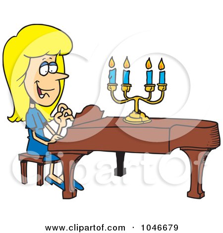 Royalty-Free (RF) Clip Art Illustration of a Cartoon Woman Playing A Piano by toonaday