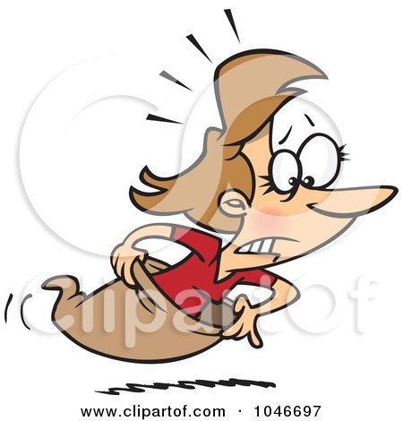 Royalty-Free (RF) Clip Art Illustration of a Cartoon Woman Racing In A Sack by toonaday