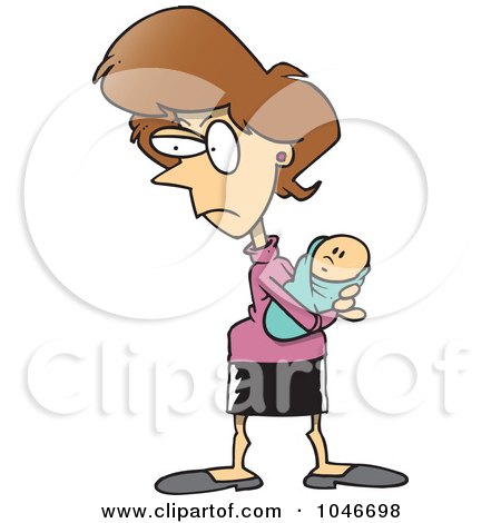 Royalty-Free (RF) Clip Art Illustration of a Cartoon Protective Mother by toonaday