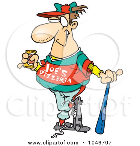 Royalty-Free (RF) Clip Art Illustration of a Cartoon Baseball Player Drinking A Beverage by toonaday