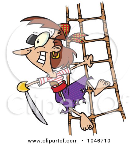 Royalty-Free (RF) Clip Art Illustration of a Cartoon Pirate Woman Holding A Sword by toonaday