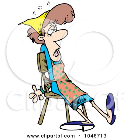 Royalty-Free (RF) Clip Art Illustration of a Cartoon Tired Maid Sitting In A Chair by toonaday