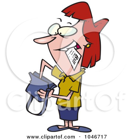 Royalty-Free (RF) Clip Art Illustration of a Cartoon Woman Diggin In Her Purse by toonaday