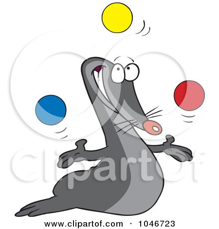 Royalty-Free (RF) Clip Art Illustration of a Cartoon Juggling Seal by toonaday