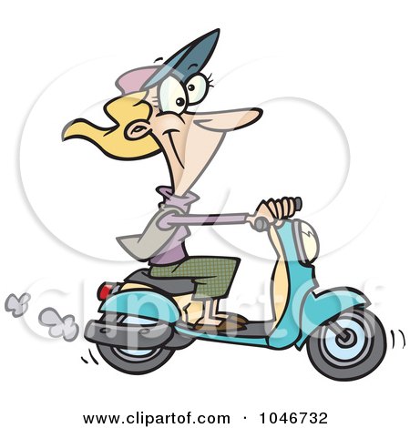 Royalty-Free (RF) Clip Art Illustration of a Cartoon Woman On A Scooter by toonaday