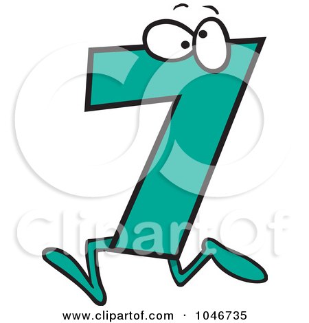 Royalty-Free (RF) Clip Art Illustration of a Cartoon Number Seven 7 Character by toonaday