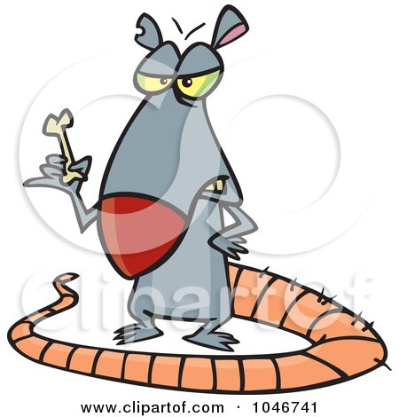Royalty-Free (RF) Clip Art Illustration of a Cartoon Rat Holding A Bone by toonaday