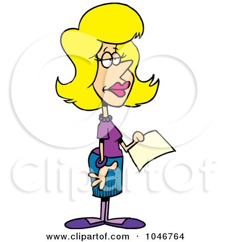 Royalty-Free (RF) Clip Art Illustration of a Cartoon Secretary Holding A Document by toonaday
