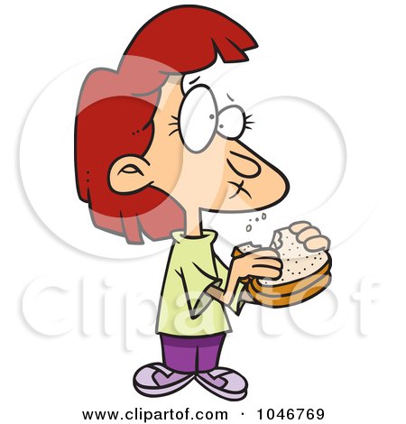 Royalty-Free (RF) Clip Art Illustration of a Cartoon Girl Eating A Sandwich by toonaday