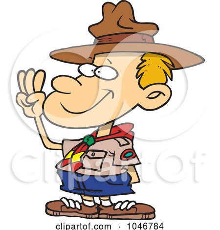 Royalty-Free (RF) Clip Art Illustration of a Cartoon Boy Scout Taking An Oath by toonaday