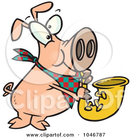Royalty-Free (RF) Clip Art Illustration of a Cartoon Pig Playing A Saxophone by toonaday