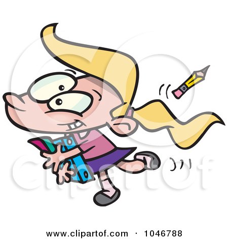 Royalty-Free (RF) Clip Art Illustration of a Cartoon Happy School Girl by toonaday