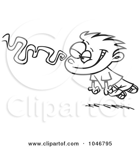 Royalty-Free (RF) Clip Art Illustration of a Cartoon Black And White Outline Design Of An Infatuated Boy Following A Scent by toonaday