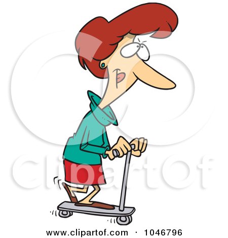 Royalty-Free (RF) Clip Art Illustration of a Cartoon Woman Riding A Scooter by toonaday