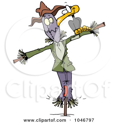 Royalty-Free (RF) Clip Art Illustration of a Cartoon Crow On A Scarecrow by toonaday
