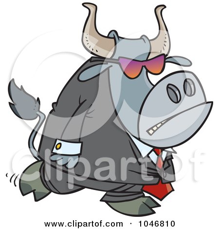 Royalty-Free (RF) Clip Art Illustration of a Cartoon Security Bull by toonaday