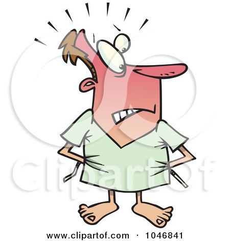 Royalty-Free (RF) Clip Art Illustration of a Cartoon Hospital Patient Trying To Cover Up His Rear by toonaday