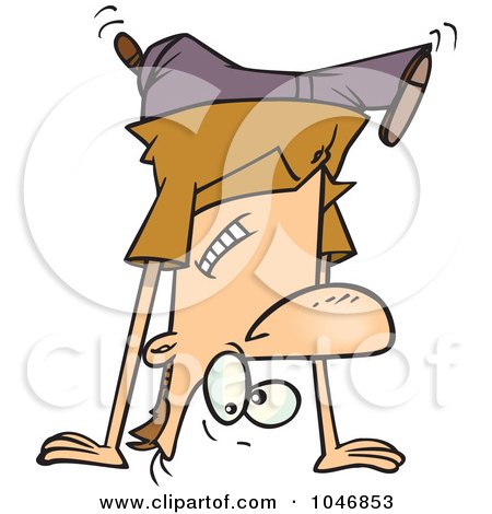 Royalty-Free (RF) Clip Art Illustration of a Cartoon Man Doing A Cartwheel by toonaday