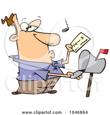 Royalty-Free (RF) Clip Art Illustration of a Cartoon Man Checking His Mail by toonaday