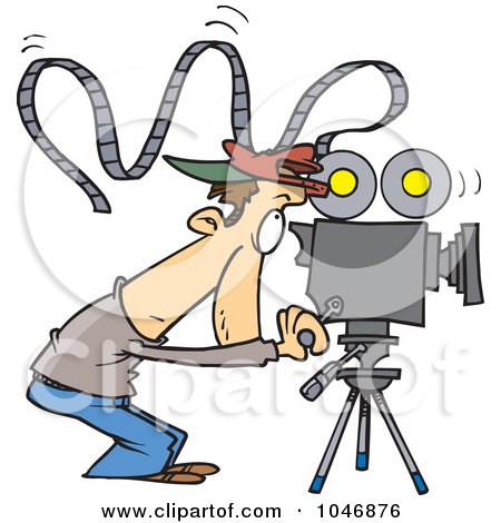 Royalty-Free (RF) Clip Art Illustration of a Cartoon Camera Man With Crazy Film by toonaday