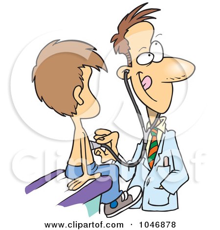 Royalty-Free (RF) Clip Art Illustration of a Cartoon Pediatrician With A Client by toonaday