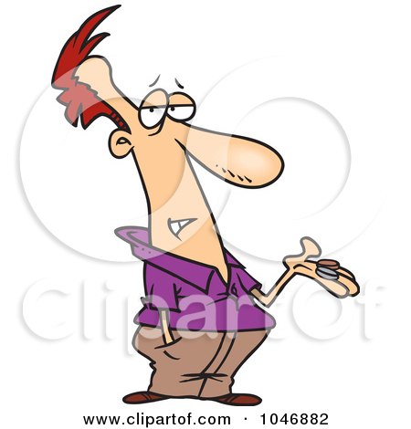 Royalty-Free (RF) Clip Art Illustration of a Cartoon Man Holding Out Change by toonaday