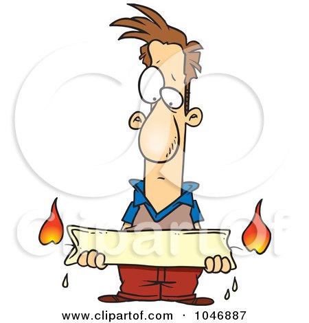 Royalty-Free (RF) Clip Art Illustration of a Cartoon Man Holding A Candle Burning At Both Ends by toonaday