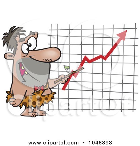 Royalty-Free (RF) Clip Art Illustration of a Cartoon Caveman Executive Pointing To A Chart by toonaday