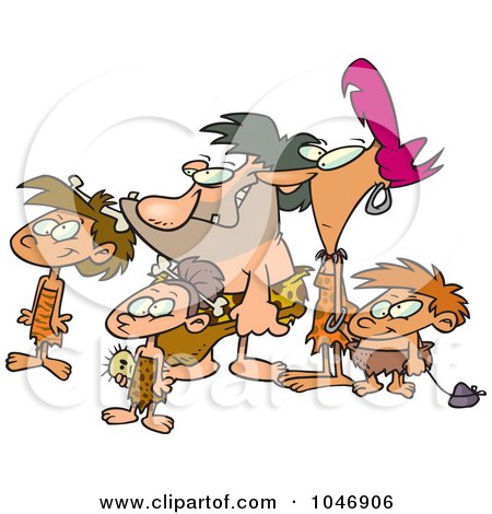 Royalty-Free (RF) Clip Art Illustration of a Cartoon Caveman Family by toonaday