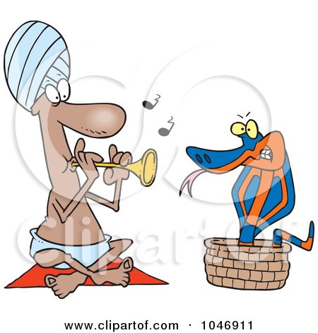 Royalty-Free (RF) Clip Art Illustration of a Cartoon Snake Charmer by toonaday
