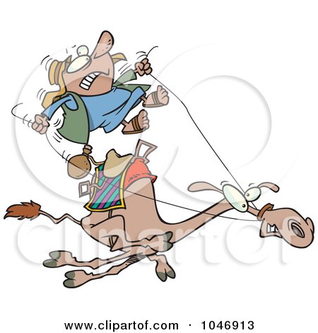 Royalty-Free (RF) Clip Art Illustration of a Cartoon Man Riding A Fast Camel by toonaday